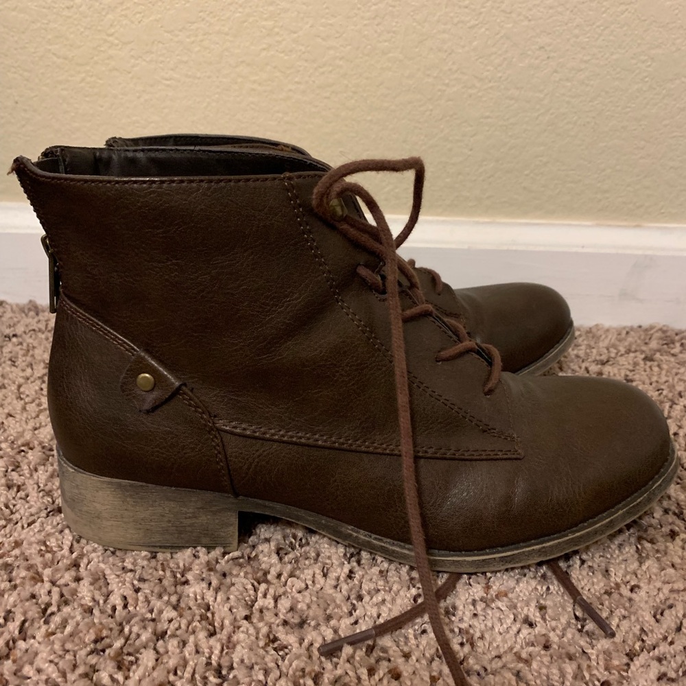 brown combat boots